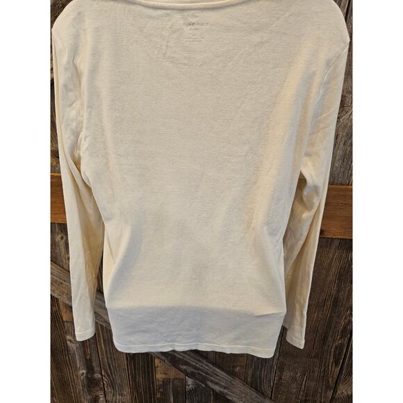 Talbots large PETITE LP beige layering pima cotton top long sleeve minimalist - Picture 3 of 7